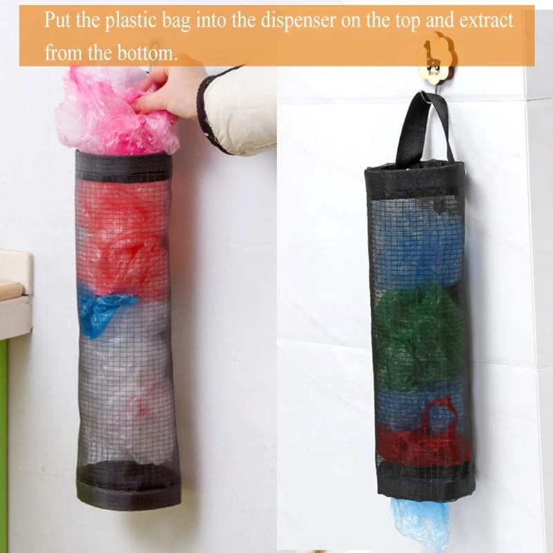 

2Pcs Vacuum Stainless Steel Suction Cup Hooks with 2Pcs Plastic Bag Holder Mesh Hanging Dispensers Hanging Storage Bag