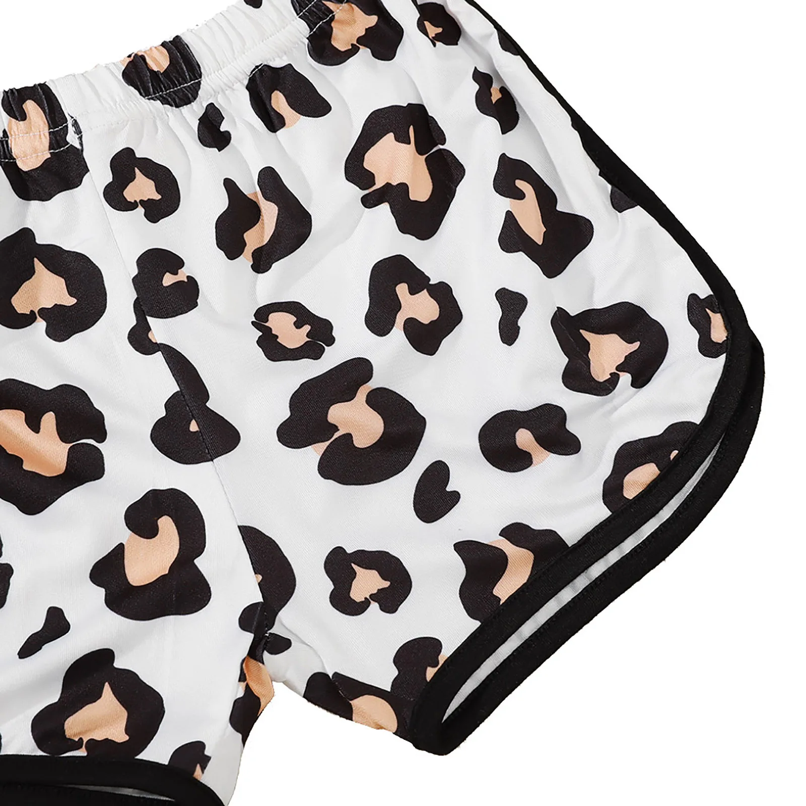 

OPPERIAYA Baby Girl Summer Two Piece Summer lovely Set sleeveless Cartoon Eyelash Printed Suspender Tops and Leopard Short Pants