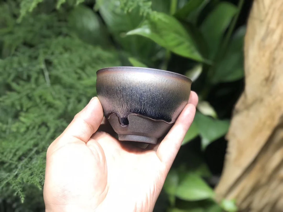 Китайская чайная миска Jian kiln JZ126 с серебряной меховой глазурью от известного