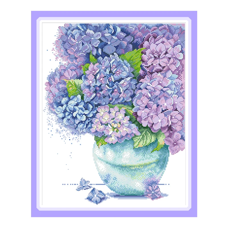 

Фиолетовый цветок гортензии вышивка крестиком полный набор без принта холст 11CT 14CT Diy Ручная работа Рукоделие украшение дома