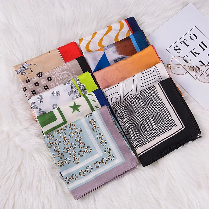Fashion 70*70cm Square Scarf Hair Tie Band For Date Party Women Elegant Small Skinny Head Neck Silk Drop Ship | Аксессуары для