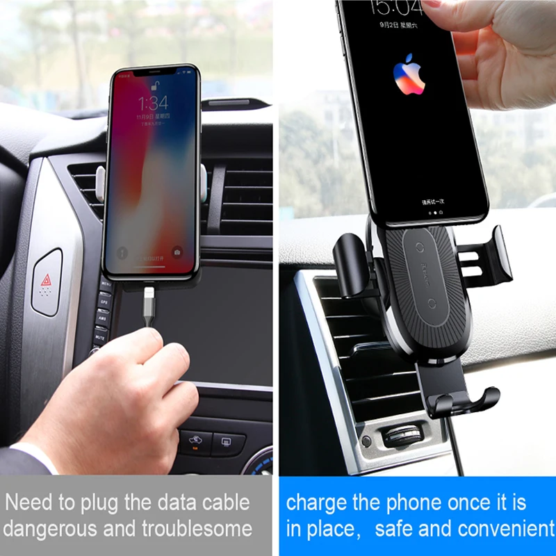 baseus qi car wireless charger for iphone x xs xr 8 7 10w fast charger car mount holder for samsung s9 s8 car phone charger free global shipping
