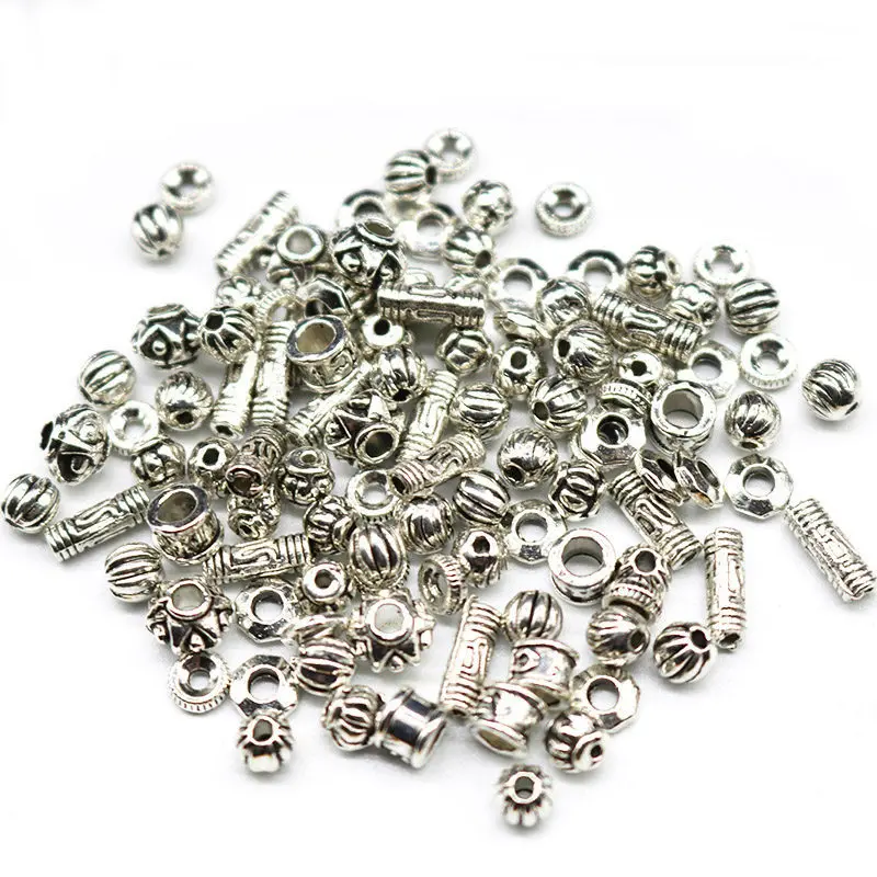 100 шт. металлические тибетские бусины винтажные серебряные трубки из цинкового