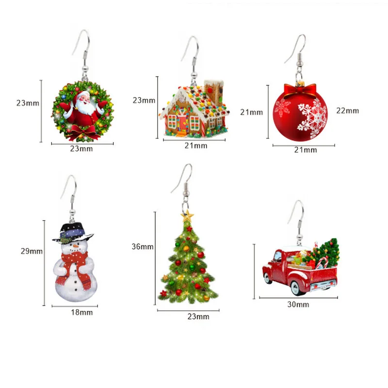 

Santa Chihuahua Christmas Hat Kitten Earrings Bells Elk Christmas Tree Earrings