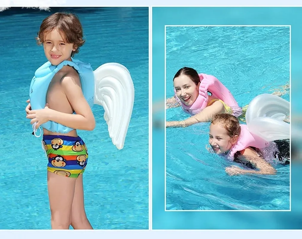 1 шт. газ купальный костюм из ПВХ с рисунком и нашивкой в виде ангельских крыльев