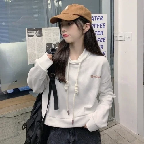 

Photo of Clothing Korean Style Versatile Embroidered Letter Hooded Thin