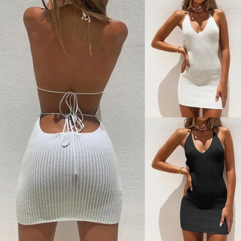 

New style suspender skirt sexy V-neck strapless backpack hip dress