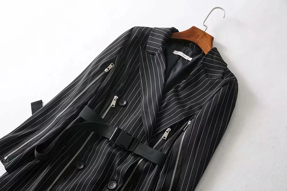 

Retro Temperament Striped Suit Dress Shirt new 2021 Autumn and Spring Women's Blouse Clothing