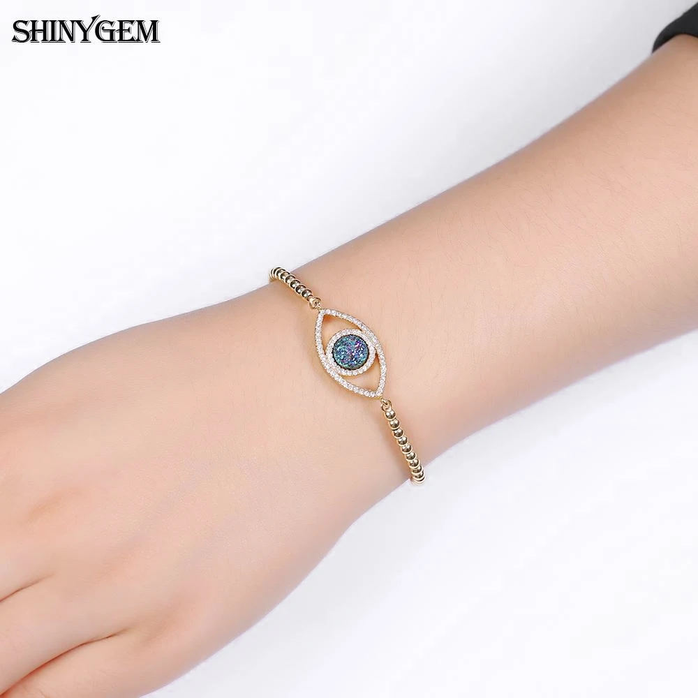 ShinyGem модный полый браслет со сглаза счастливый амулет Золотой шарик натуральный