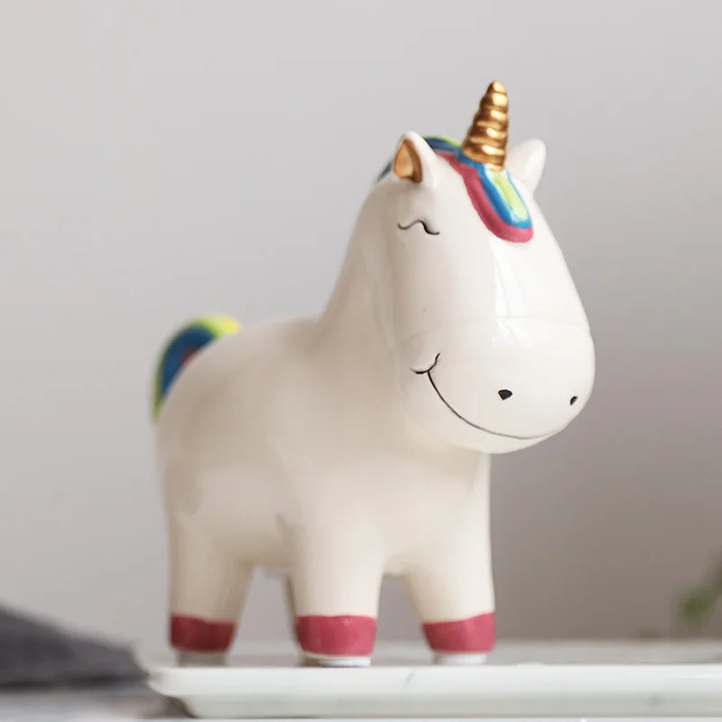 

Kids Piggy Bank Cute Unicorn Money Boxes Home Decoration Ceramic Animal Coin Boxes Figurines Drop Shipping Valentine's Day Gift