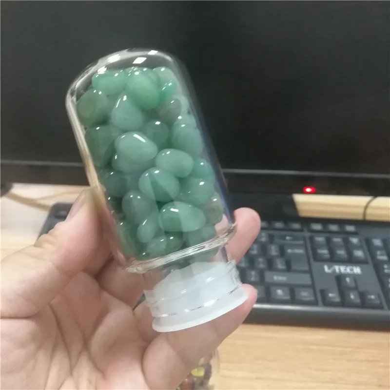 Креативный натуральный кристалл кварца стеклянная бутылка для воды гравий неправильной формы камень чашка точка исцеляющий Infused Elixir чашка для подарков - Цвет: green aventurine