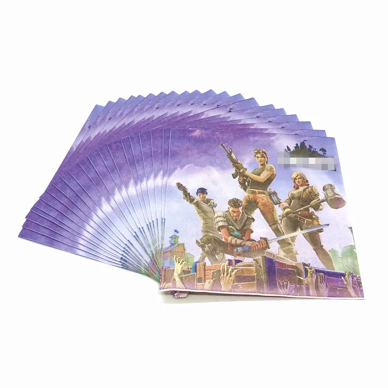 Napkins-20PCS 24 шт./лот, популярная игра, ночь в крепостях, топпер для кексов, детские украшения на день рождения, вечерние украшения для детской вечеринки - Цвет: Napkins-20PCS