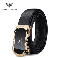 williampolo belt men genuine leather strap automatic buckle bulliant slide ratchet belt for men dress pant shirt pl20775 77p