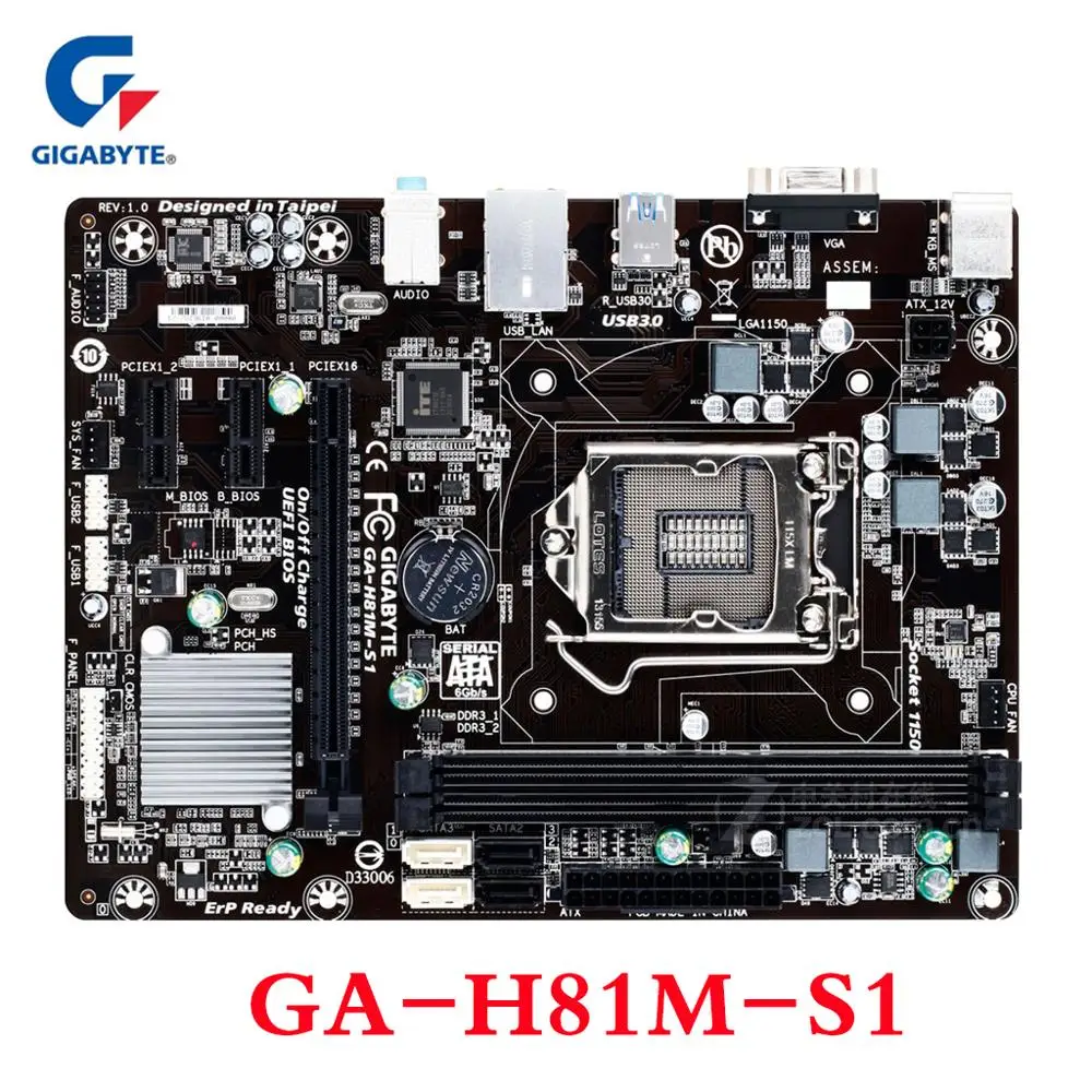 Gigabyte GA H81M S1 материнская плата H81 2x DDR3 16GB LGA 1150 USB3.0 Desktop SATA III Micro ATX оригинальная б/у
