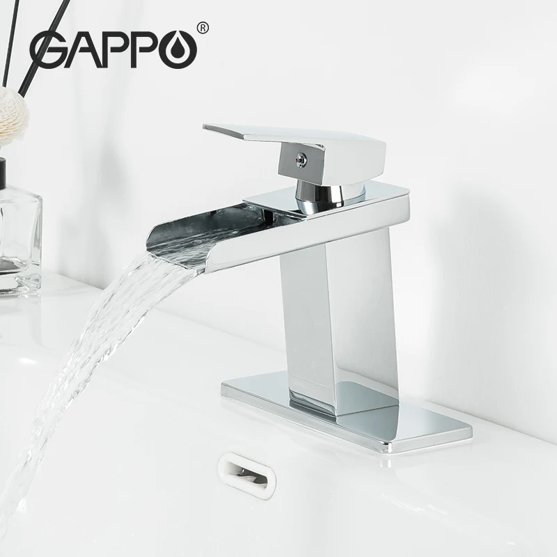 

Gappo Brass Basin Faucet Silver Chrome Plated Washbasin Taps Cold and Hot Water Mixers Deck Mounted Bathroom Faucet Y100001-2-US