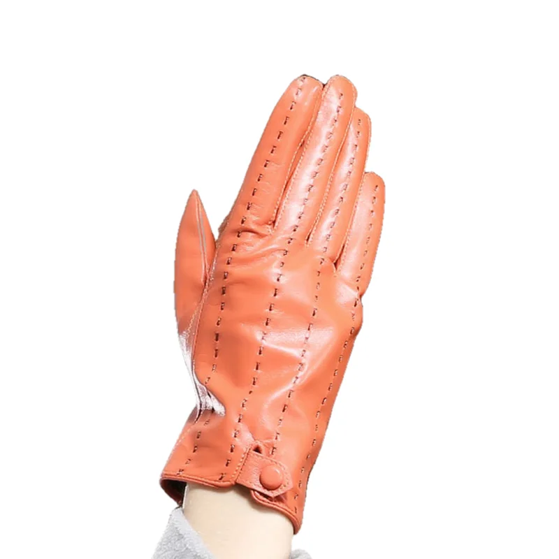 

Genuine Leather Gloves Fashion Trend Women Sheepskin Glove Thermal Winter Plus Velvet Leather Driving Gloves