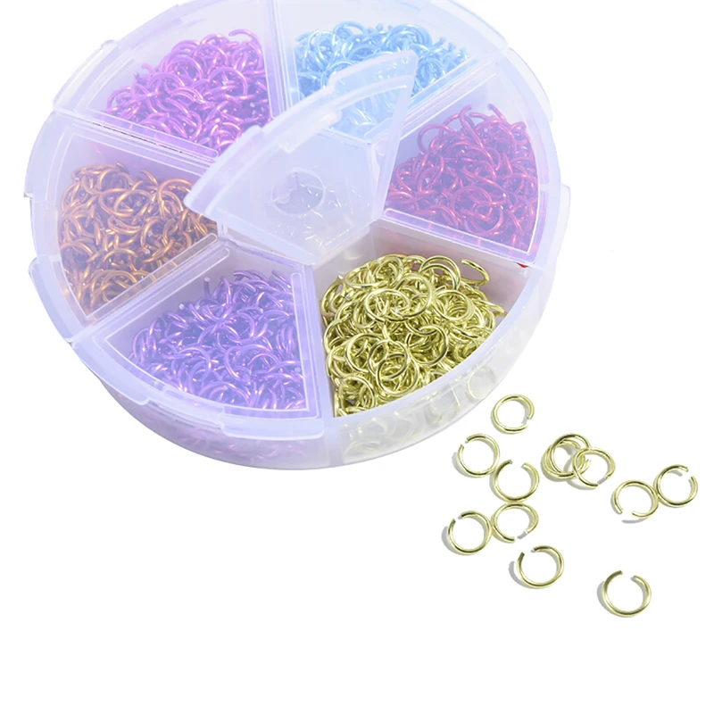 

1080Pcs/Box 6mm Mixed Colors Aluminum Open Jump Ring Split Rings For DIY Jewelry Making Finding Handicraft Accessories Connector