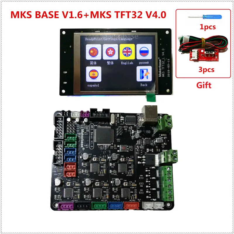 BASE-TFT32 3d принтер стартовый комплект материнская плата MKS база+ MKS TFT32 V4.0 сенсорный экран все в одном контроллер imprimante Reprap панель управления - Цвет: BASE-TFT32