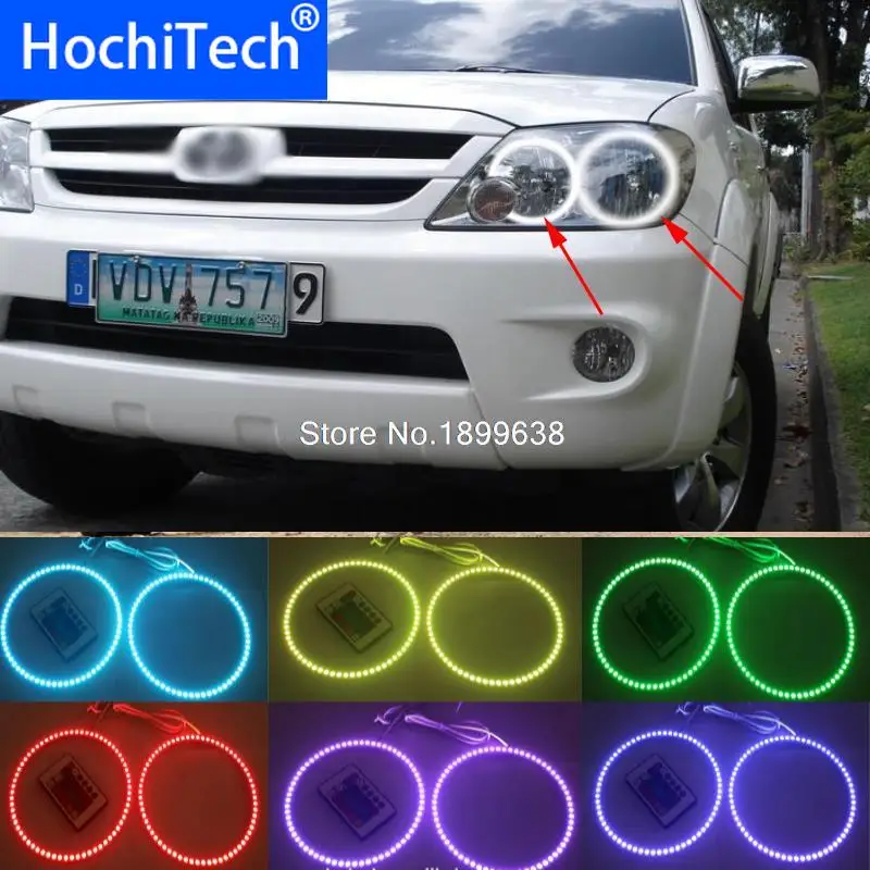 4 шт. супер яркий цвет 7 RGB комплект светодиодов глаза ангела с Дистанционный пульт