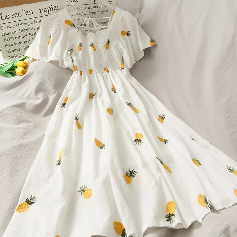 JMPRS летние женские миди платье с принтом клубника модным свободного кроя