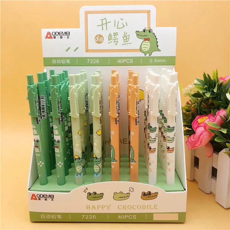 

40 pcs/lot Creative Crocodile Mechanical Pencil Cute Student Automatic Pen For Kid School Office Supply Promotional gifts
