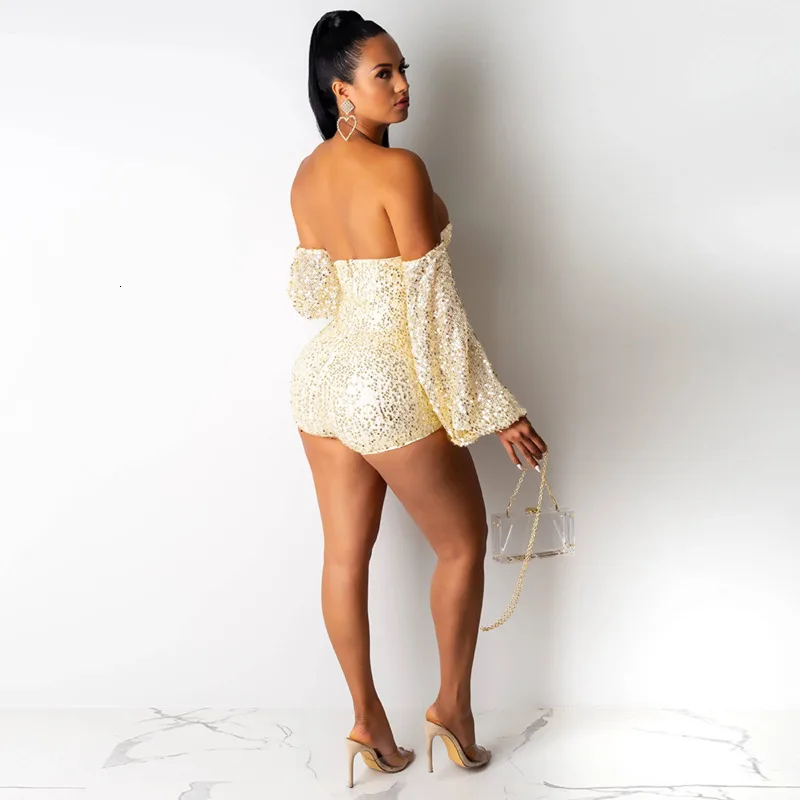 Fuedage сексуальный женский комбинезон с блестками блестящий открытой спиной