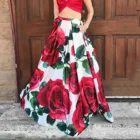 Женская длинная юбка с принтом роз, элегантная плявечерние Ка-макси с карманами и высокой талией в богемном стиле, модель 2022 года