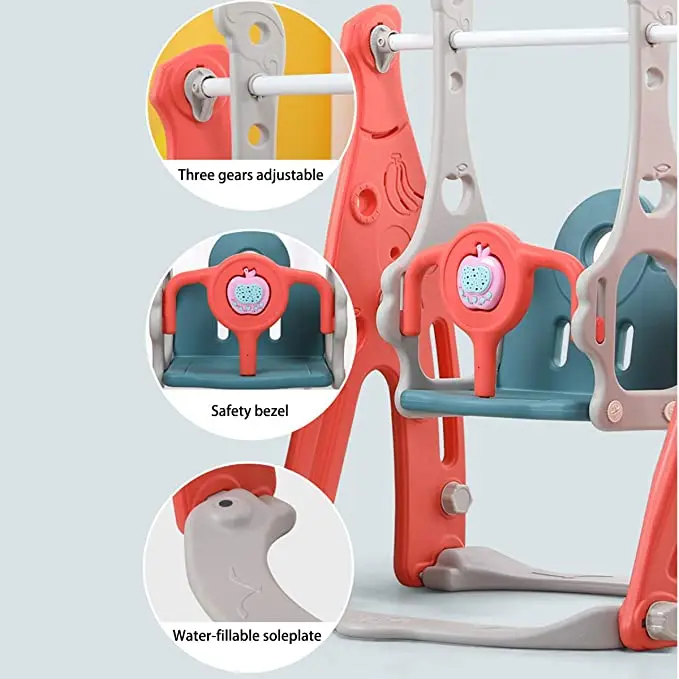 

3-in-1 children's slide multifunctional amusement toy with basketball stand swing children's indoor slide