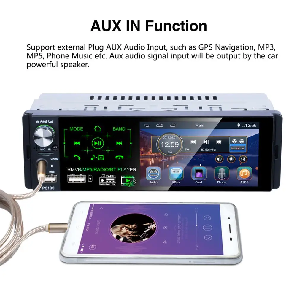 

Car Radio MP4/5 Player 1din Autoradio 4.1 Inch Touch Screen Mirror Link Stereo Bluetooth Aux 7 Color Backlight AM/FM/RDS Radio