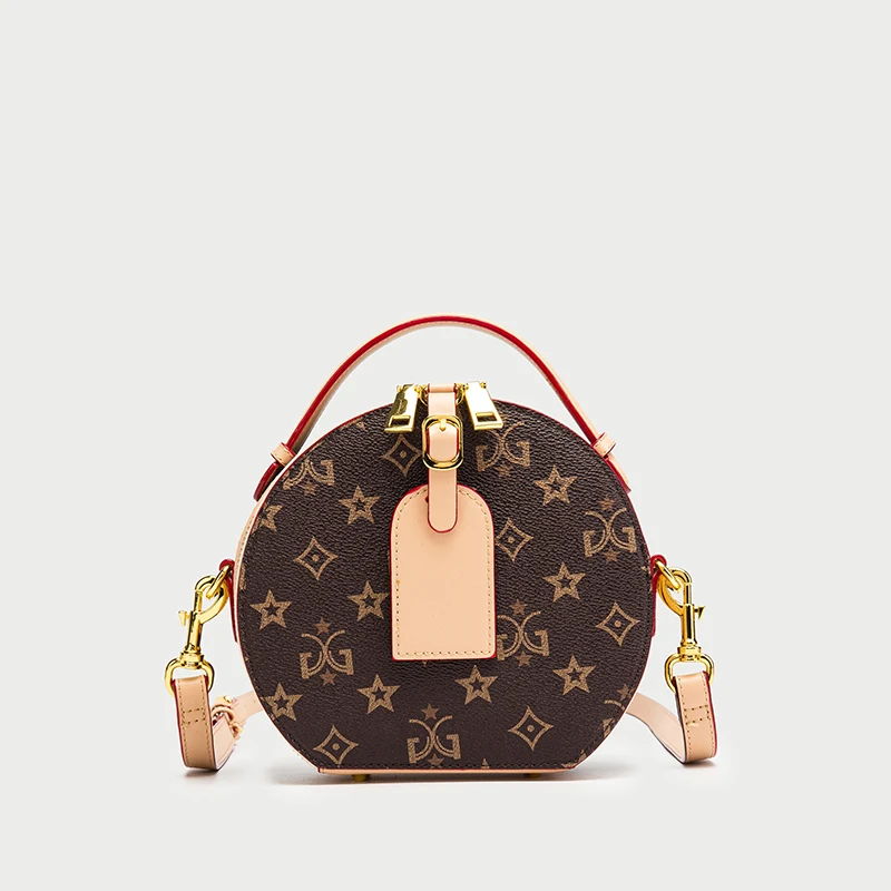 

2021 Luxury Designer Babel Pinkors Handbag Classic Small Vintage Printed Round Women's Fashion Shoulder & Cross Bags