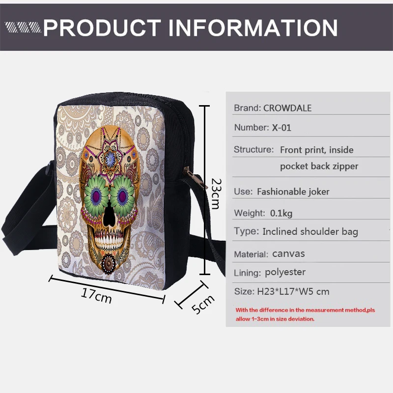 Женская сумка через плечо с принтом скелета на в стиле панк черепом для отдыха |