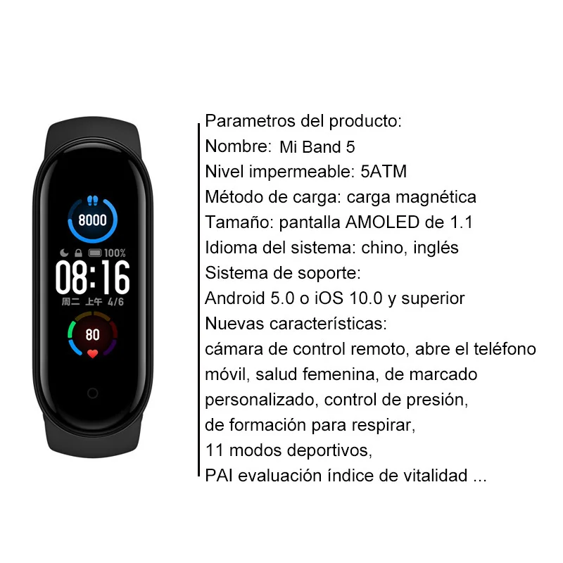 Оригинальный Многофункциональный браслет Xiaomi band 5 версия NFC/ 14 дней автономной