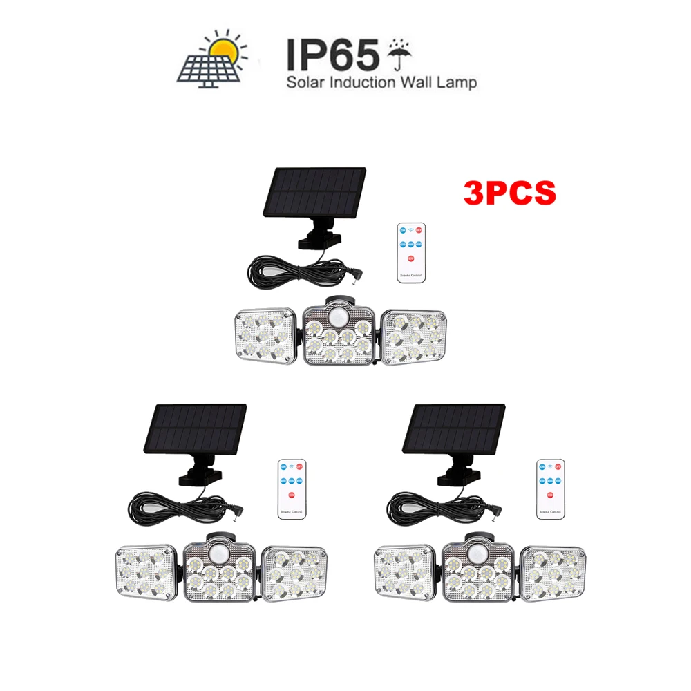 

138 led seperable remote Solar Powered Wall Light Outdoor Waterproof PIR Motion Sensor solar lamps Park Courtyard Fence Street G