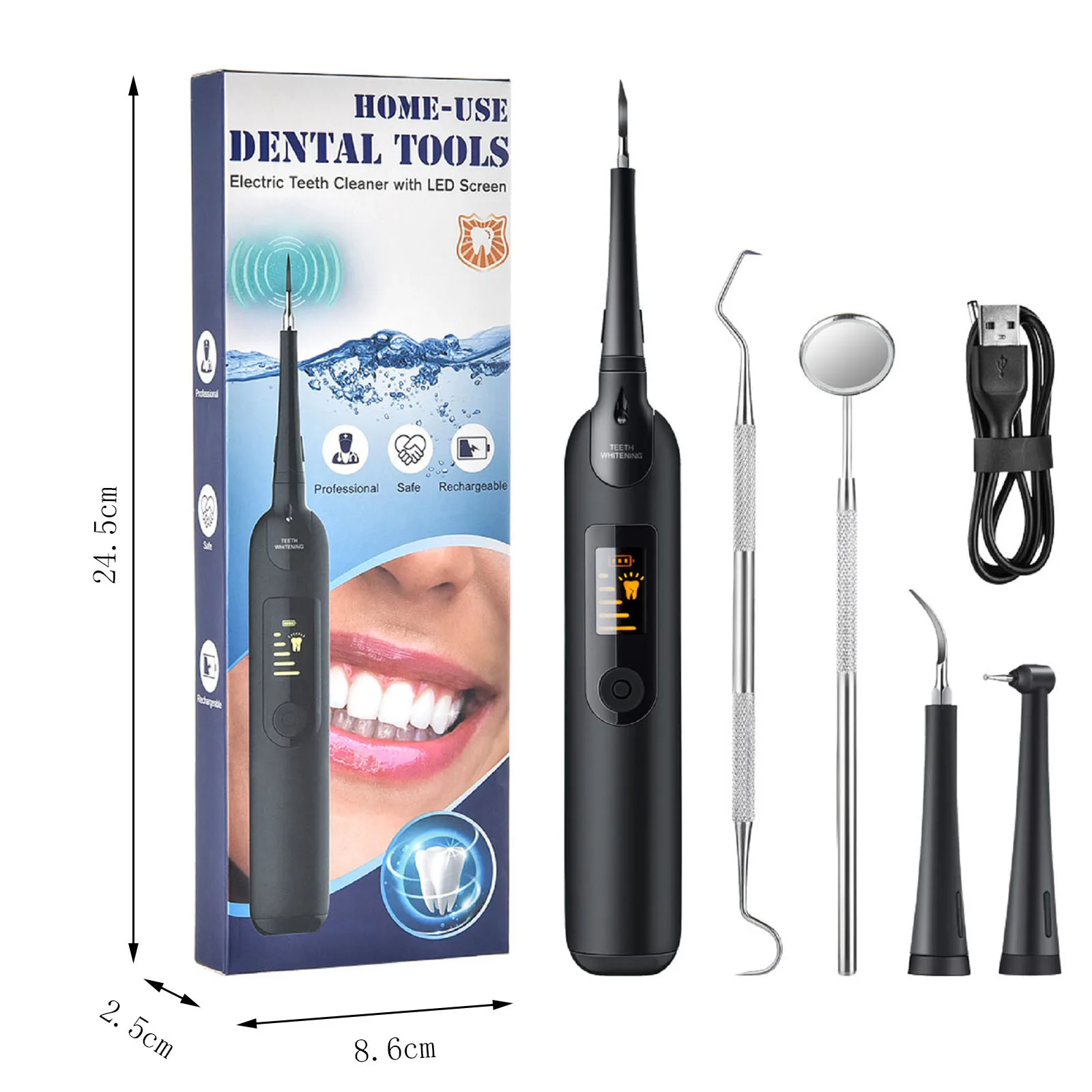 

Portable Electric Sonic Teeth Scaler Tooth Calculus Remover Tooth Stains Tartar Tool Dentist Teeth Whitening Oral Hygiene#dg4