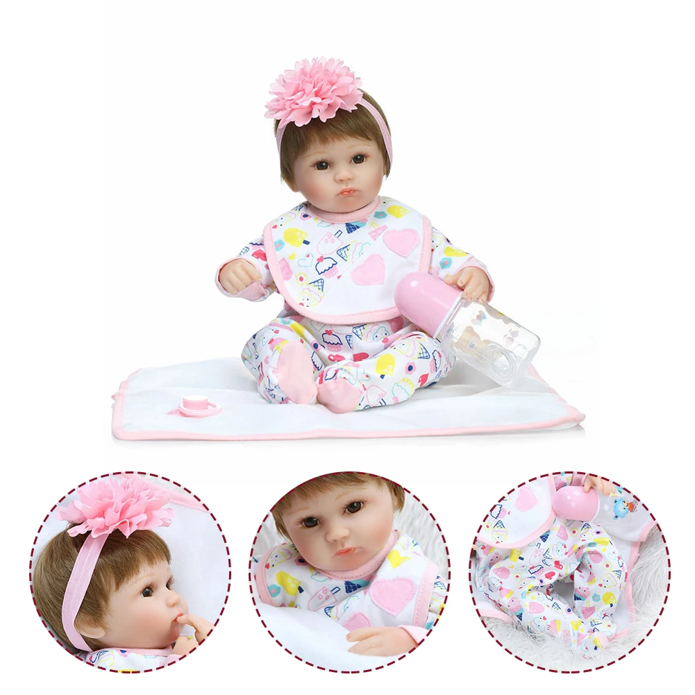 

Baby Reborn Doll Silicone Body 42 CM 17 inch Realistic Princess Doll With Brown/Blue Eyes For Girl Children's Day Birthday Gifts