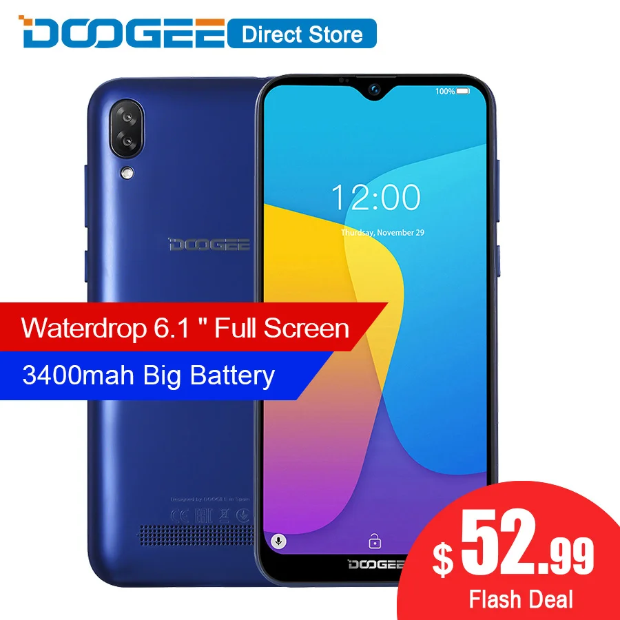 DOOGEE Y8C Android 8 1 6 дюймов 19:9 дроп LTPS экран смартфон MTK6580 ГБ ОЗУ 16 Гб ПЗУ 3400 мАч две sim