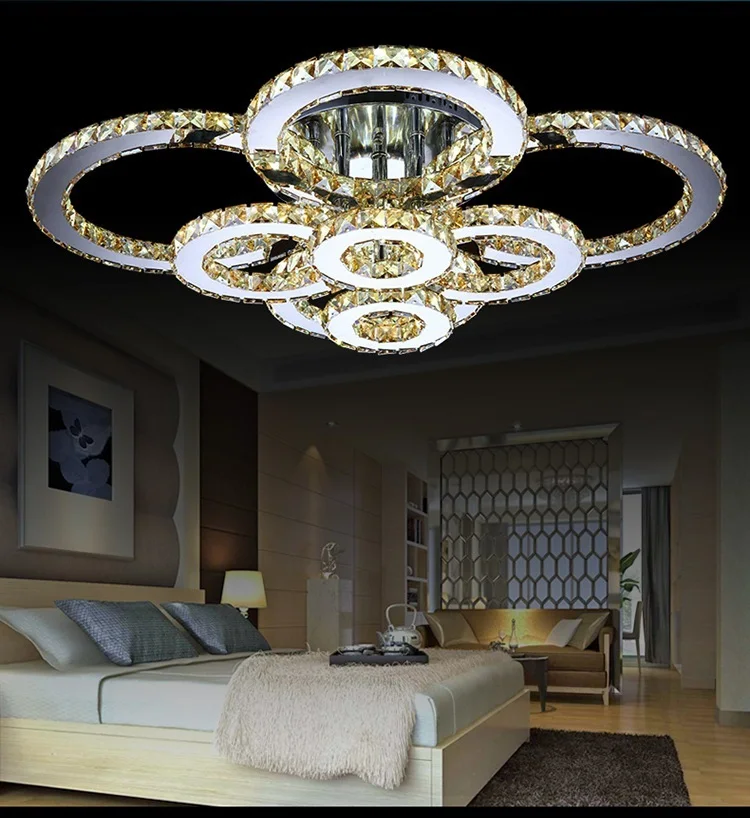 

2/4/6/8 rings transparent / amber crystal LED ceiling lights Living room bedroom dining room ceiling lamp Lighting fixture