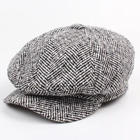 2021 autumn and winter octagonal hat newsboy hat beret trendy mens peaked cap trendy casual forward tripes hat