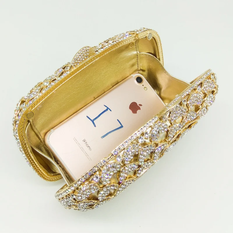 Женский Блестящий клатч Boutique De FGG с золотыми опаловыми камнями|evening clutch bags|bridal