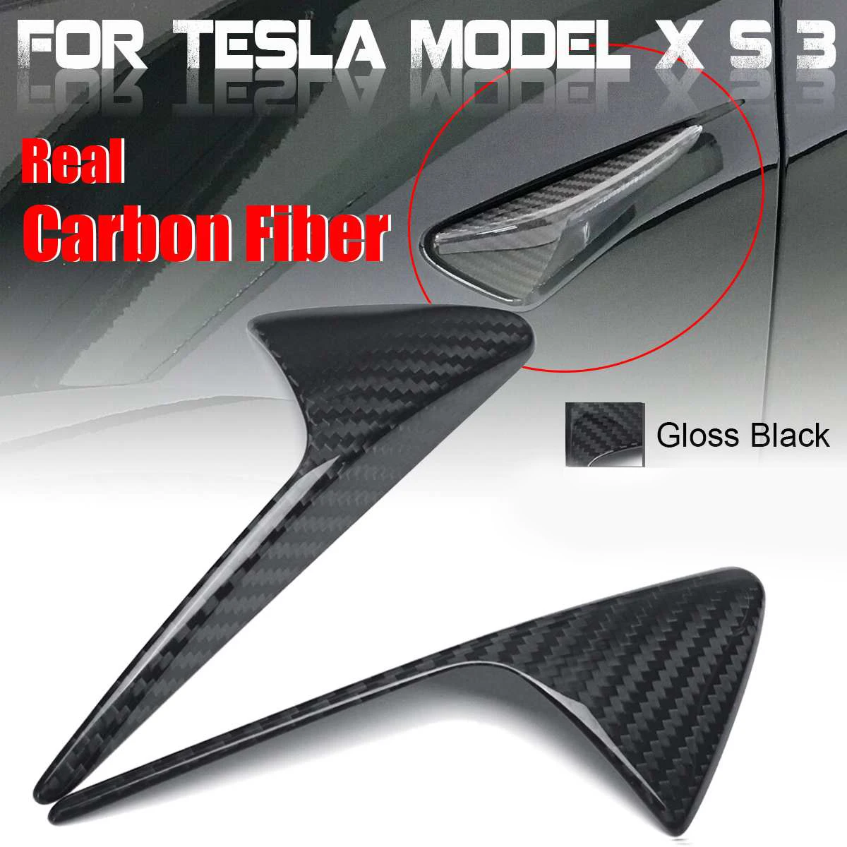 Для Tesla Model X S 3 2013-2019 углеродное волокно боковая камера крыло маркер крышка