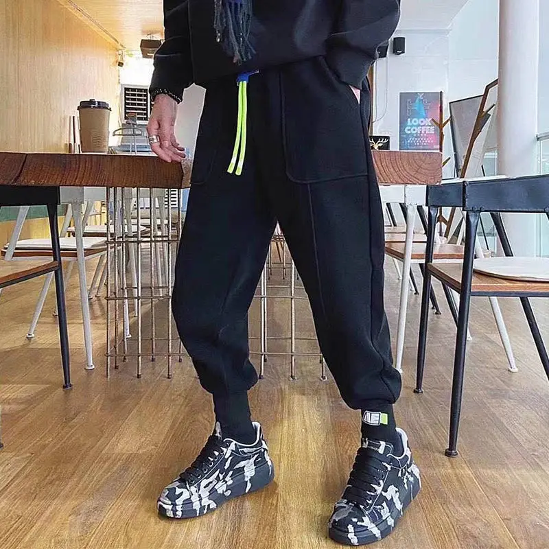 

2021 Fashion Brand Elastic Pants Casual Pants Sports Pants Men's Loose-Fit Tappered Trousers Youth Long Sports Pants