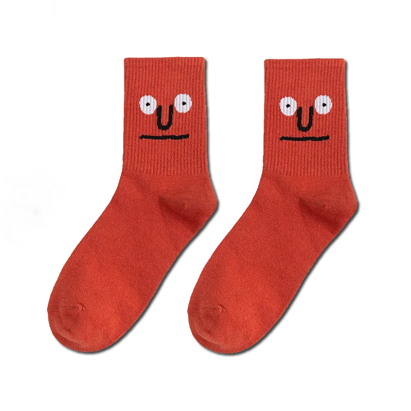 

Instime 1 Pairs Smiley Surprise Expression Women Socks Harajuku Funny Socks Women Cotton Kawaii Unisex Size 35-42