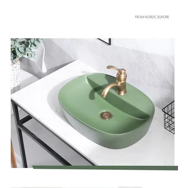Раковина керамическая для ванной комнаты Современная зеленая художественная