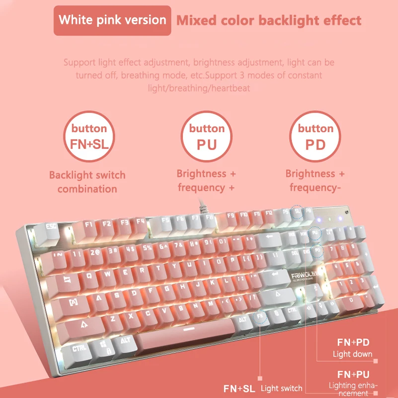 New Arrival Gaming Mechanical Keyboard USB Wired 104 keys with RGB Backlight Blue Switch Computer for PC Laptop | Компьютеры и офис