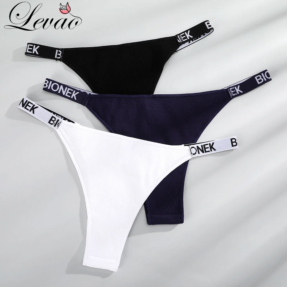 

LEVAO Sexy Thong Women's Underwear Cotton High Mature Underwera Pure Soft Elasticity 2021 Panties Lingerie Letter Underpanties