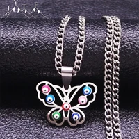 muslim islam stainless steel wings butterfly necklaces chain womenmen silver color small necklaces jewelry collier n5213s05