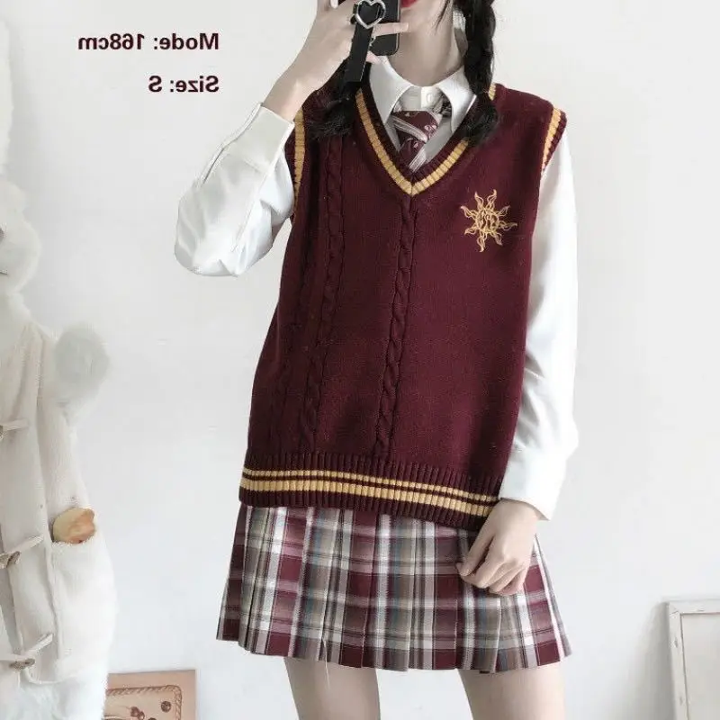

Academic style autumn and winter new contrast sweater vest vest female students Korean version of loose Joker sweater coat