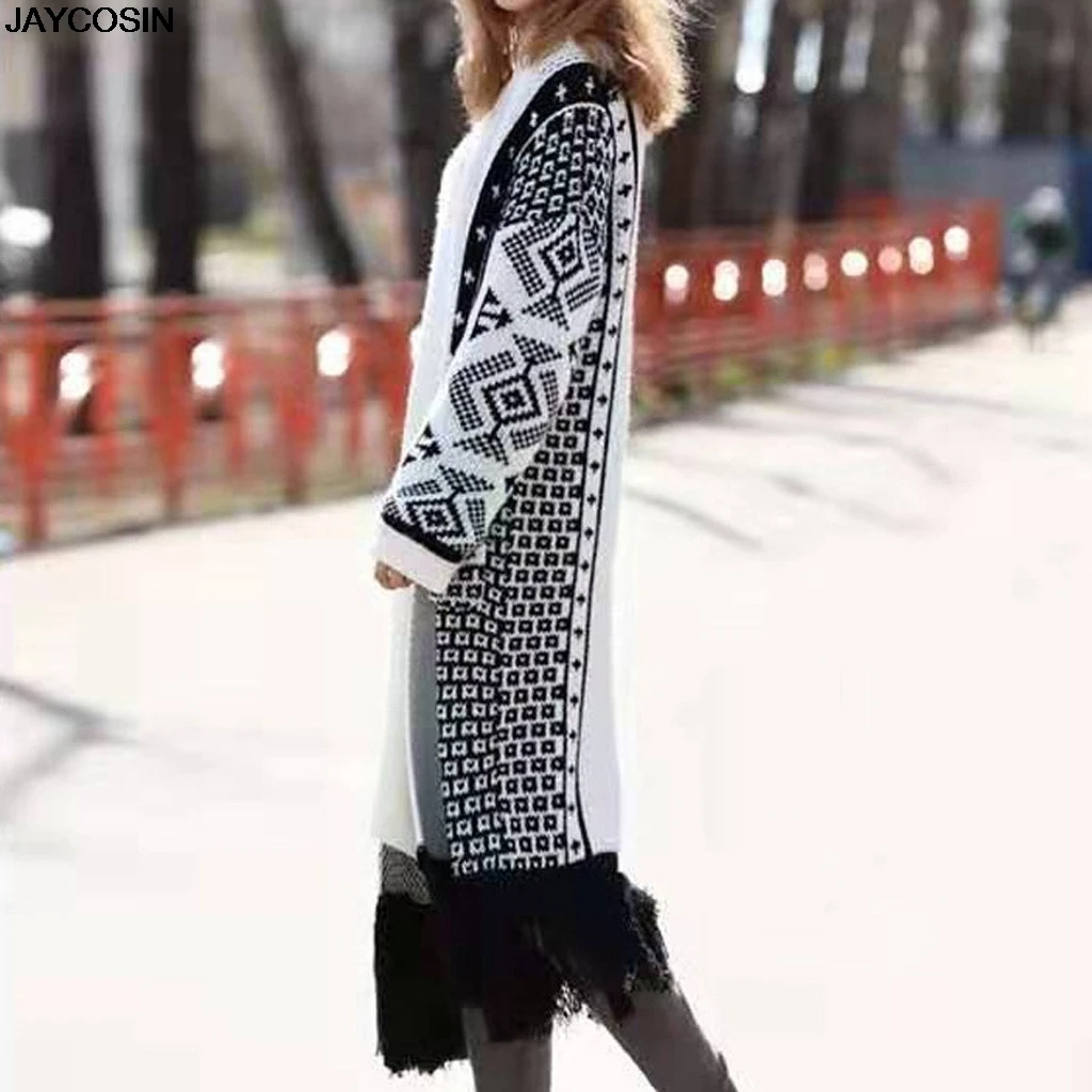 JAYCOSIN свитер куртка 2019 оверсайз вязаные кардиганы свободные клетчатые Джемперы