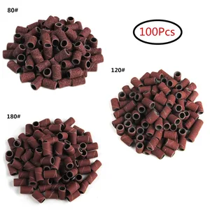 100 шт. цилиндр шлифовка Kit 80 #120 # 180#абразивные инструменты Dremel ногтей сверла Аксессуары наждачная бумага хвостовик роторные инструменты
