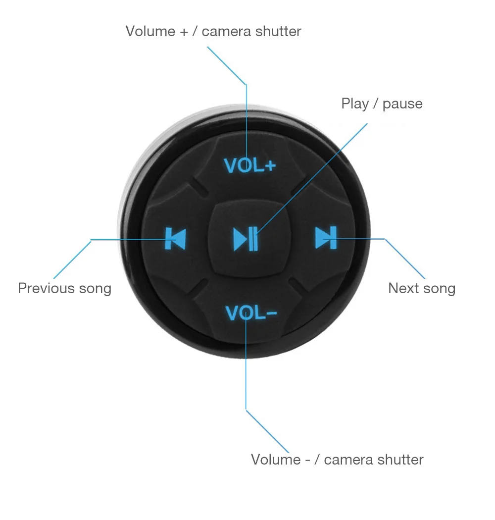 Wireless Blue backlight Car Steering Wheel Controller Universal 5-key Buttons Bluetooth 4.0 Remote Control | Автомобили и